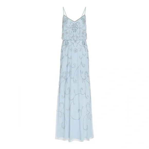 Adrianna Papell Blouson Light Blue Embellished Gown Size 6 - Picture 1 of 11